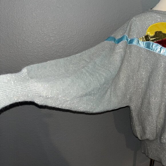 Vintage 80'S METALLIC AWARD DESIGN WESTERN APPAREL SILVER & LAME CACTUS DESIGN L - Picture 6 of 12